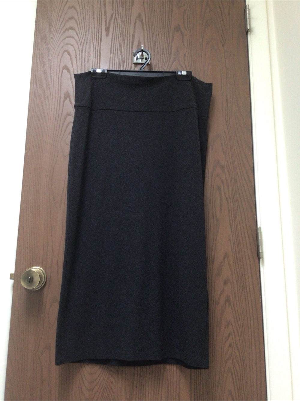 Eileen Fisher gray stretch skirt jersey viscose midi pull on, sz L